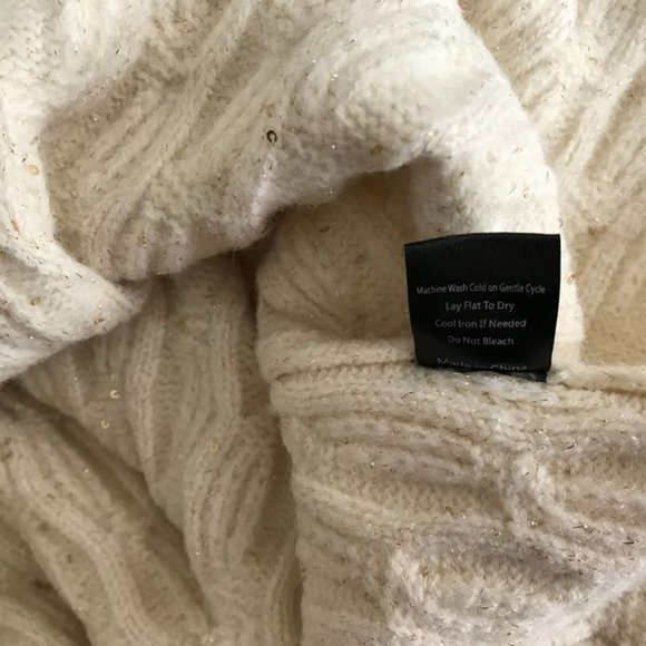 Pol womens cable knit chunky sweater ivory Gold sequins sz medium oversized new - Picture 6 of 6